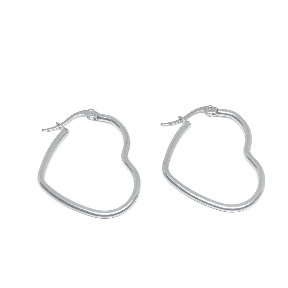 Stainless Steel Heart Hoop Earrings
